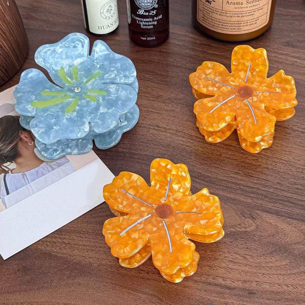Holiday Flower Acetate Claw Clip
