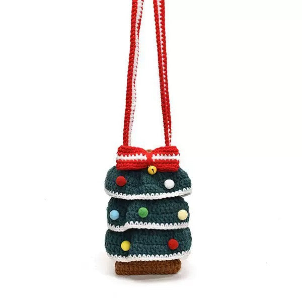 Festive Knit Christmas Tree Bag - Handmade Crochet Bag